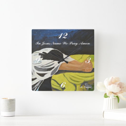 イエスの名において我々祈は正方形の時計 スクエア壁時計 (ホーム)