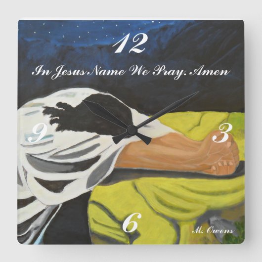 イエスの名において我々祈は正方形の時計 スクエア壁時計 (正面)