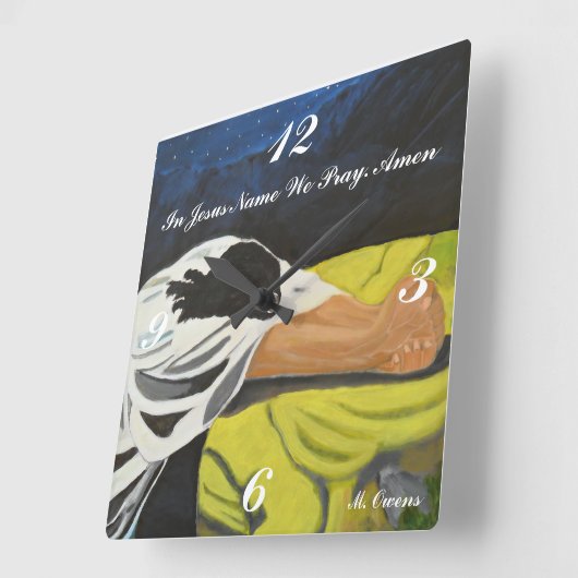 イエスの名において我々祈は正方形の時計 スクエア壁時計 (傾斜)