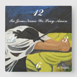 イエスの名において我々祈は正方形の時計 スクエア壁時計