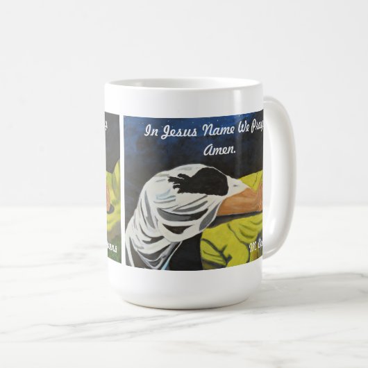 イエスの名において私たち祈、アメン。 コーヒーマグカップ (正面右)