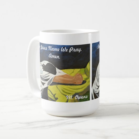 イエスの名において私たち祈、アメン。 コーヒーマグカップ (正面左)