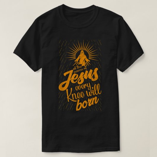 イエスの名において、すべての膝は弓を引く Tシャツ (デザイン正面)