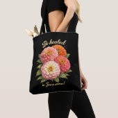 イエスの名による癒し キリスト教のジニアの花 トートバッグ (クローズアップ)