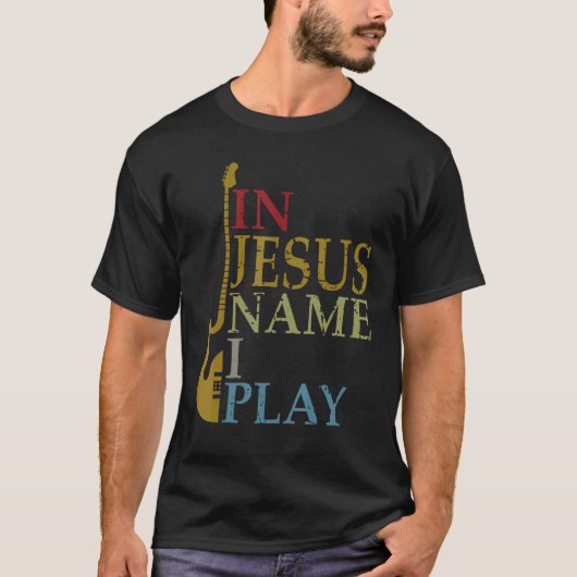 イエスの名のもとにギターを弾く Tシャツ (正面)