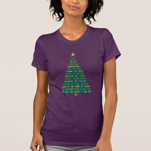 イエスの名のクリスマスツリー Tシャツ (正面)