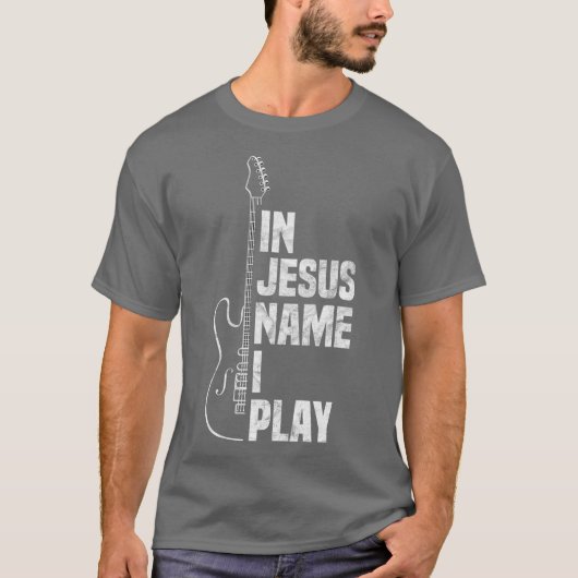 イエスの名の中で私はギタ遊ー・クリスチャン・ギター Tシャツ (正面)