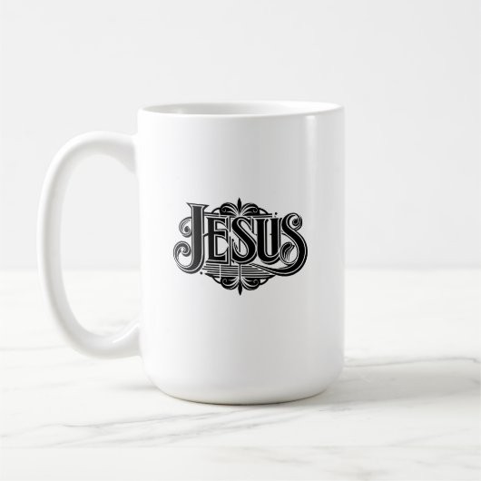 イエスの名の入ったホワイトコーヒーマグ コーヒーマグカップ (左)