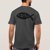 イエスの名を持つキリスト教の魚のシンボル Tシャツ (裏面)