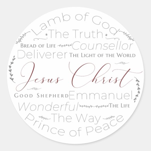 イエスの名前のスクリプト タイポグラフィ ステッカー (正面)