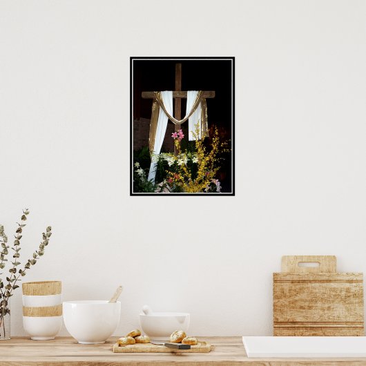 イエスの復活の空のイースタークロス ポスター (キッチン)