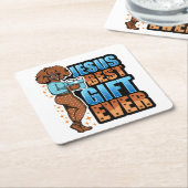 イエスの最高の贈り物は永遠にメリークリスマスpajamaメラニ スクエアペーパーコースター (アングル)