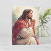 イエスの祈り 水彩画アート | クリスチャンの信仰 招待状 (スタンド正面)