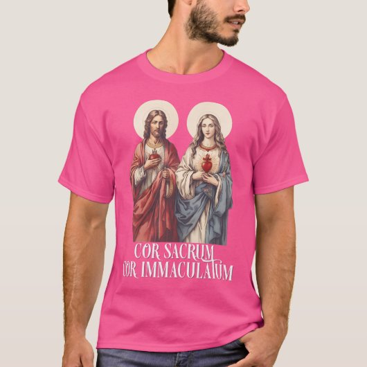 イエスの聖なるハートとマリアの汚れなきハート Tシャツ (正面)