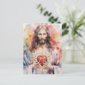 イエスの聖なるハートの水色 ポストカード (スタンド正面)