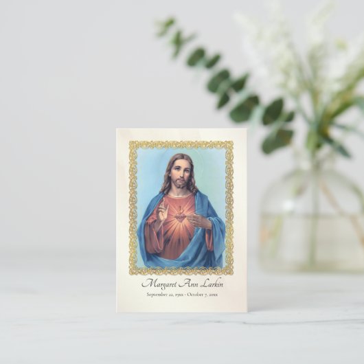 イエスの聖なるハートの葬儀祈りの言葉カード プレイスカード (スタンド正面)