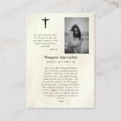 イエスの聖なるハートの葬儀祈りの言葉カード プレイスカード (裏面)