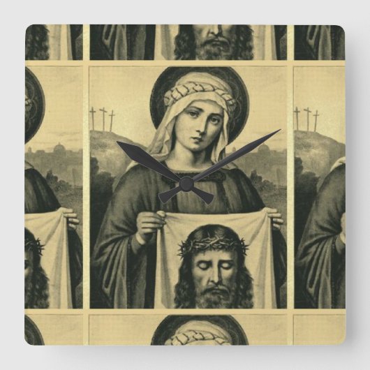 イエスの聖なる顔 スクエア壁時計 (正面)