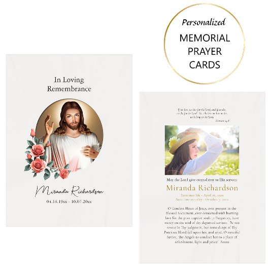 イエスの聖心カトリック葬儀祈祷カード プレイスカード