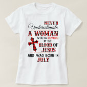 イエスの血に覆われ7月に生まれ入った Tシャツ (デザイン正面)