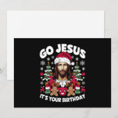 イエスの誕生日おめでとう ダサいクリスマススウェーター シーズンカード (正面/裏面)