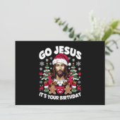 イエスの誕生日おめでとう ダサいクリスマススウェーター シーズンカード (スタンド正面)