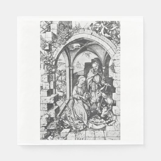 イエスの誕生（Martin Schongauer著） スタンダードランチョンナプキン (正面)