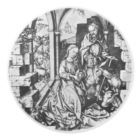 イエスの誕生（Martin Schongauer著） セラミックノブ (正面)