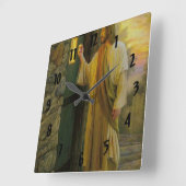 イエスはあなたのドア6aをノックする スクエア壁時計 (傾斜)