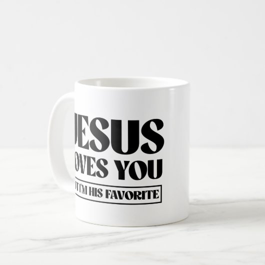 イエスはあなたを愛しているが、私は彼お気に入りのだ コーヒーマグカップ (正面左)