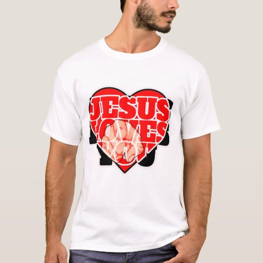 イエスはあなたを愛している クリスチャン | 励ましの信仰 Tシャツ (正面)