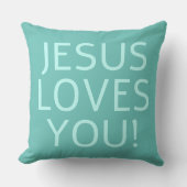 イエスはあなたを愛している |グリーンアクア&ライトティール(緑がかった色) クッション (正面)