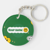 "イエスはあなたを愛している"教会の信者のための緑のスマイリー キーホルダー (裏面)
