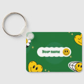 "イエスはあなたを愛している"教会の信者のための緑のスマイル キーホルダー (裏面)