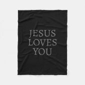 イエスはあなたを愛している |黒と濃い灰色 フリースブランケット (正面)