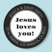 イエスはあなたを愛している！ | 黒と白のリターンアドレス ラウンドシール