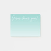 イエスはあなたを愛してる！ |ティール（緑がかった色）グラデーション緑 ポストイット (正面)