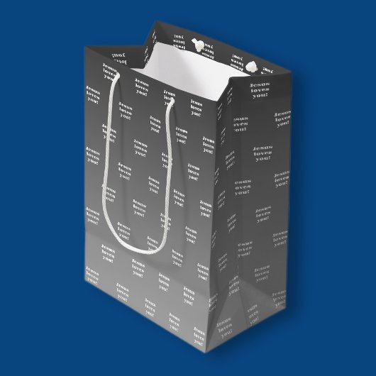 イエスはあなたを愛してる！ |白黒グラデーション ミディアムペーパーバッグ