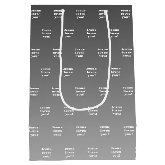 イエスはあなたを愛してる！ |白黒グラデーション ミディアムペーパーバッグ (裏面)