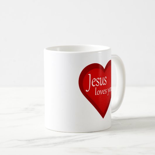 イエスはあなたを愛するハート肯定マグカップ コーヒーマグカップ (正面右)