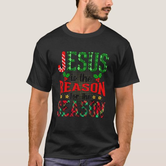 イエスはこの季節の理由 イエス キリスト教 Tシャツ (正面)