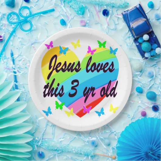 イエスはこの3年前の誕生日デザイン ペーパープレート (パーティー)