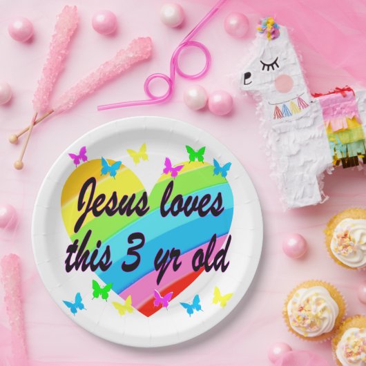 イエスはこの3年前の誕生日デザイン ペーパープレート (パーティー)
