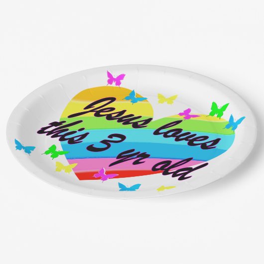 イエスはこの3年前の誕生日デザイン ペーパープレート (アングル)