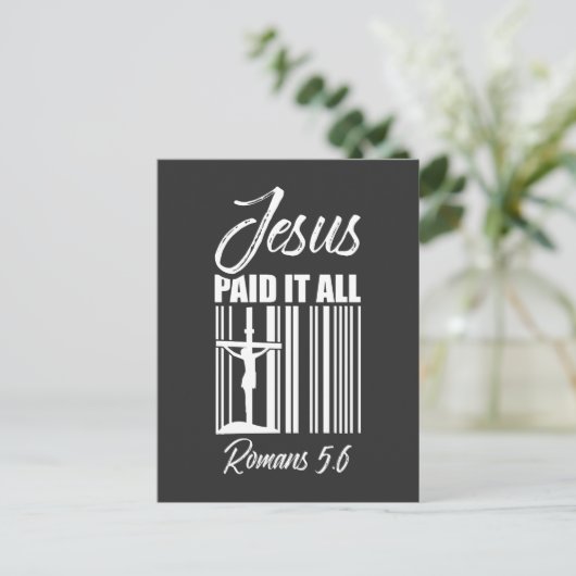 イエスはすべての価格バーコードを支払ったキリスト教徒 ポストカード (スタンド正面)