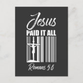 イエスはすべての価格バーコードを支払ったキリスト教徒 ポストカード (正面)