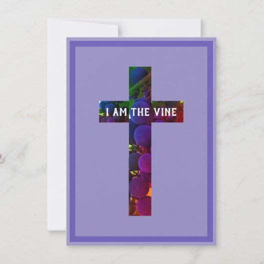 イエスはぶどうの木の十字架とブドウの聖書の詩 シーズンカード (正面)