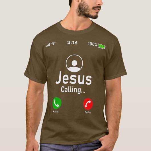 イエスはイエスをおもしろい電話で贈り物と呼んでいる Tシャツ (正面)