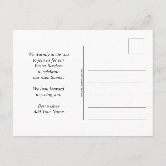 イエスはイースター教会のサービス招待状を復活させた インビテーションポストカード (裏面)