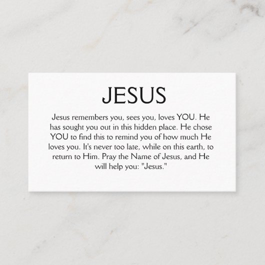 イエスはカードを覚えている 名刺 (正面)